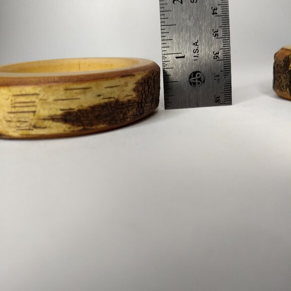 Carved Wood Bark Bracelets Lot 3 Farmhouse Fairy Cottagecore Hippie Boho Granola - Picture 13 of 15